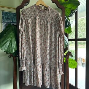 Wayf Floral Long Sleeve Dress in Red and White